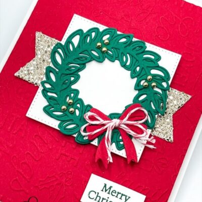 “Merry Christmas” with the Cottage Wreaths Stamp Set